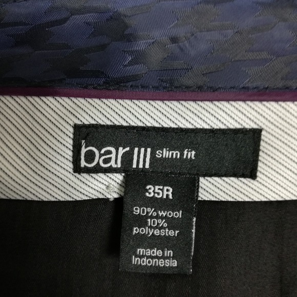 Bar III Mens Pants Wool Blend Slim Fit Tuxedo Flat Front Matte Blackish Blue 35R - Picture 6 of 10